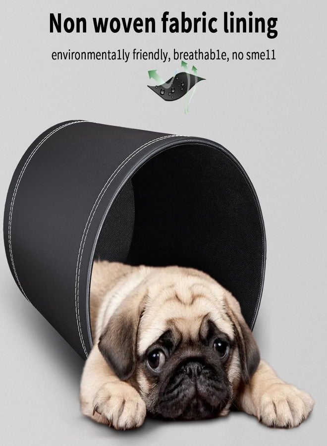 LADSTAG 3 Pack Black Round PU Leather Wastebasket,Trash Basket,Small Trash Can Wastepaper Baskets Garbage Can Container Bins for Bathrooms,home Decorative,Offices,Kids Rooms,bedroom (black) - Image 5