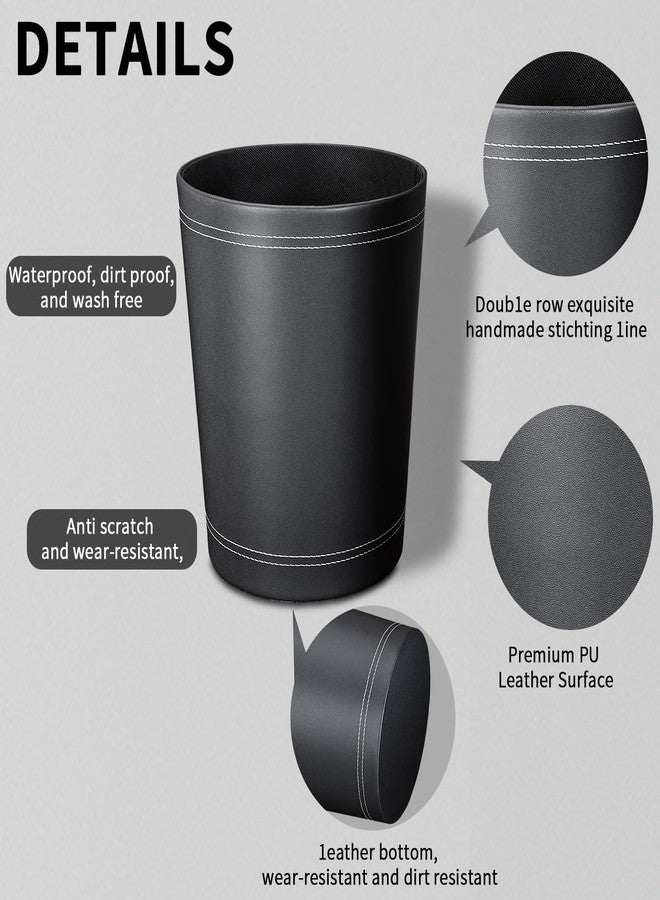LADSTAG 3 Pack Black Round PU Leather Wastebasket,Trash Basket,Small Trash Can Wastepaper Baskets Garbage Can Container Bins for Bathrooms,home Decorative,Offices,Kids Rooms,bedroom (black) - Image 4