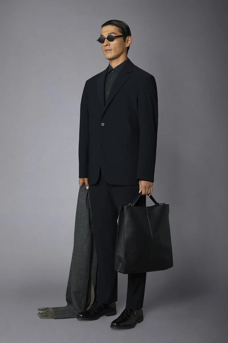 دوبل غانغر Men's single-breasted suit regular fit - Black