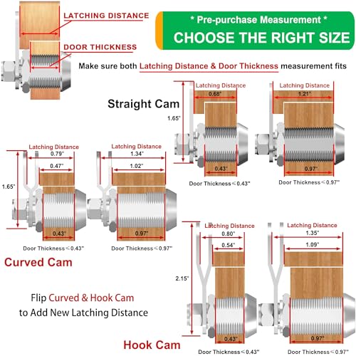 Hecfu 2 Pcs Toolbox Locks with Keys Tubular Cam Lock 118 Keyed Alike Hook Cam Tool Box Locks Secure Your Toolbox Mailbox Drawer RV Storage Door Cabinet Lock Silver Zinc Alloy - Image 3