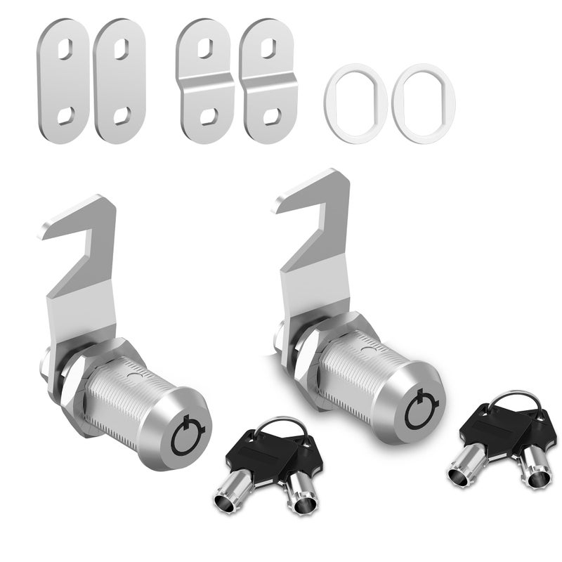 Hecfu 2 Pcs Toolbox Locks with Keys Tubular Cam Lock 118 Keyed Alike Hook Cam Tool Box Locks Secure Your Toolbox Mailbox Drawer RV Storage Door Cabinet Lock Silver Zinc Alloy - Image 2