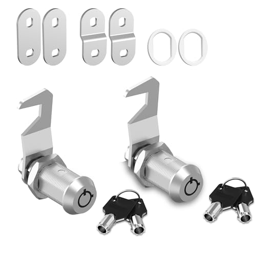 Hecfu 2 Pcs Toolbox Locks with Keys Tubular Cam Lock 118 Keyed Alike Hook Cam Tool Box Locks Secure Your Toolbox Mailbox Drawer RV Storage Door Cabinet Lock Silver Zinc Alloy - Image 1