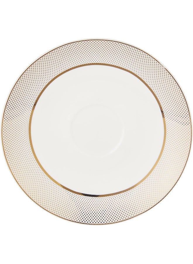 Shallow Bone China Cups And Saucers Set, White/Gold, 220Cc, Ts-200-Lin-D, 15 Pieces - Image 2