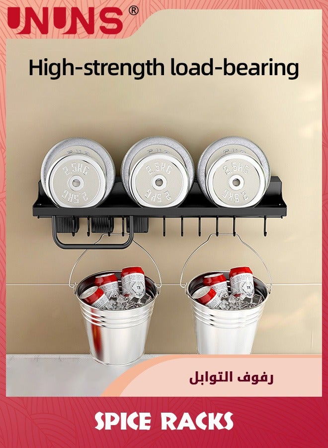 UNUNS Hanging Spice Rack For Wall,Wall Mounted Stainless Steel Spice Rack Organizer With Towel Rack And Hooks,Cooking Utensils Hanger,Cabinet Wall Spice Rack Organizer - Image 5