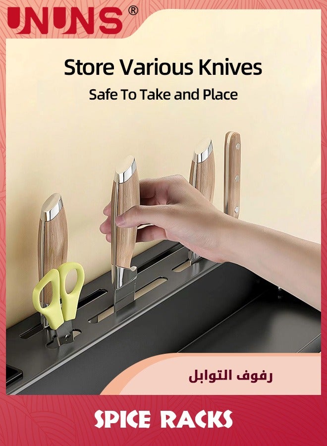 UNUNS Hanging Spice Rack For Wall,Wall Mounted Stainless Steel Spice Rack Organizer With Towel Rack And Hooks,Cooking Utensils Hanger,Cabinet Wall Spice Rack Organizer - Image 4