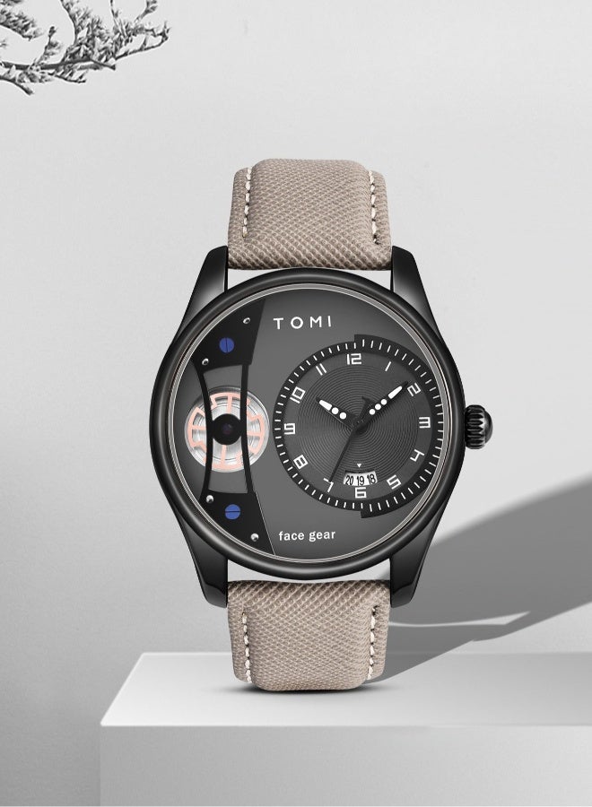 TOMI Men's Rotating Gear Sweeping Second Watch & Replaceable Strap, Box Gift For Holiday And Daily Life - Image 5
