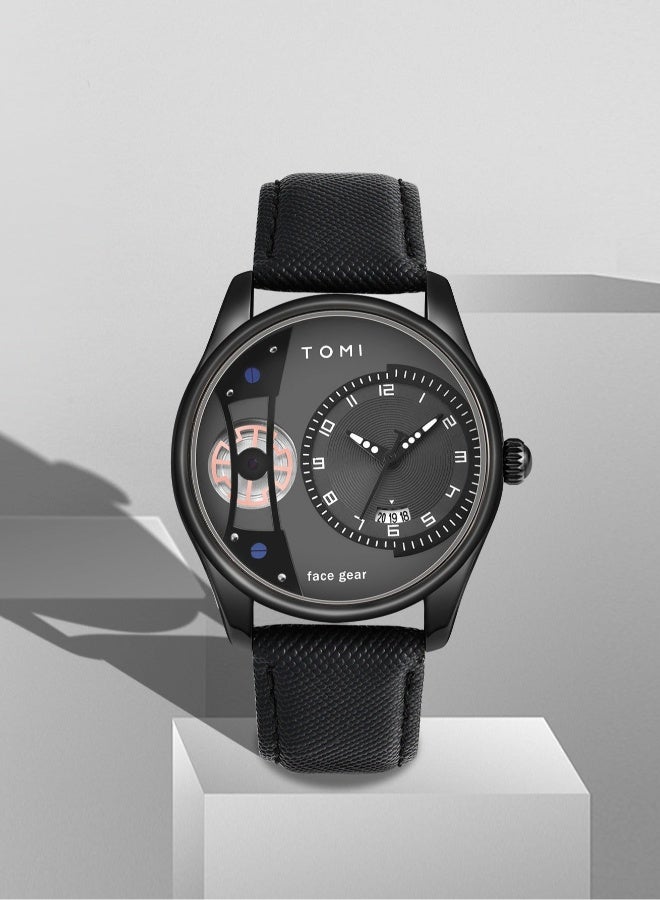 TOMI Men's Rotating Gear Sweeping Second Watch & Replaceable Strap, Box Gift For Holiday And Daily Life - Image 4