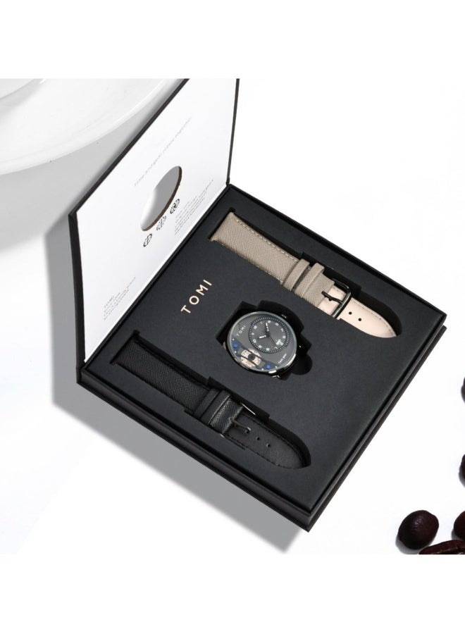 TOMI Men's Rotating Gear Sweeping Second Watch & Replaceable Strap, Box Gift For Holiday And Daily Life - Image 2