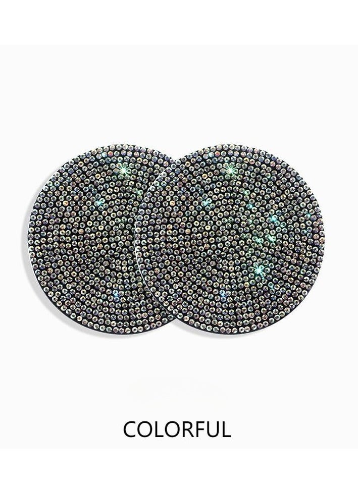 Car Round Coasters 2 Pcs Bling Rhinestone Holder Coasters Rubber Inlay Diamond Design Car Coasters Car Interior Decoration Anti-Slip Shockproof Universal Fashion - pzsku/ZDDFEF1B40FB186A6A4E5Z/45/1741682129/9fbc951a-1960-4853-bb58-4994656b7199