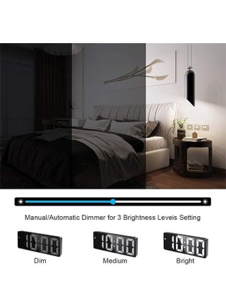 Smart LED Digital Alarm Clock, Electric Nightlight with 3 Adjustable Brightness, Voice Control, for Home, Bedroom, Black - view 3