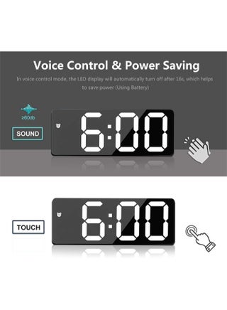 Smart LED Digital Alarm Clock, Electric Nightlight with 3 Adjustable Brightness, Voice Control, for Home, Bedroom, Black - view 4