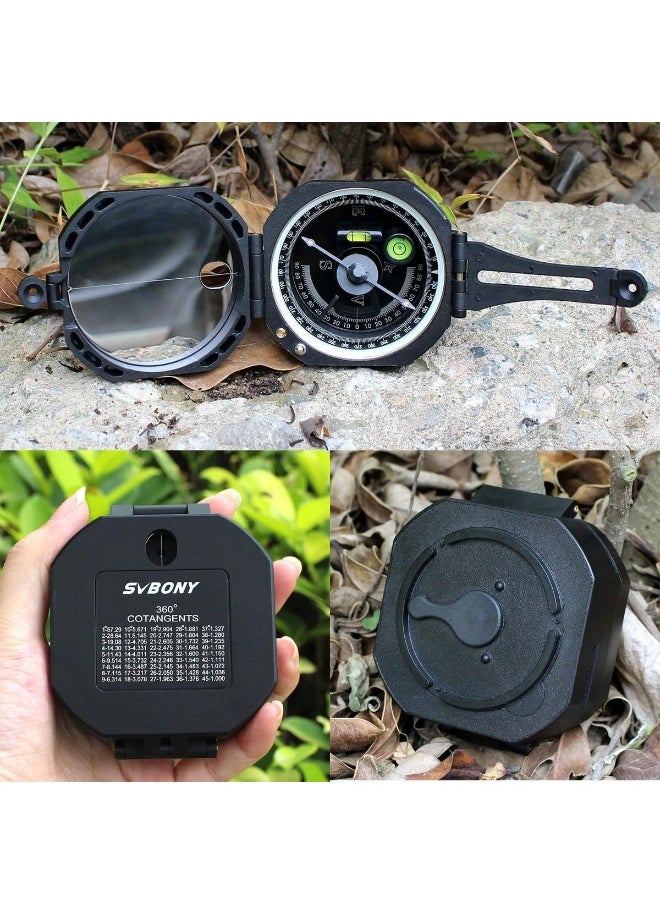 SVBONY Comping Military Compass Multifunction Compass Lensatic Sighting Fluorescent Waterproof for Hunting Hiking with Carrying Case and Strap