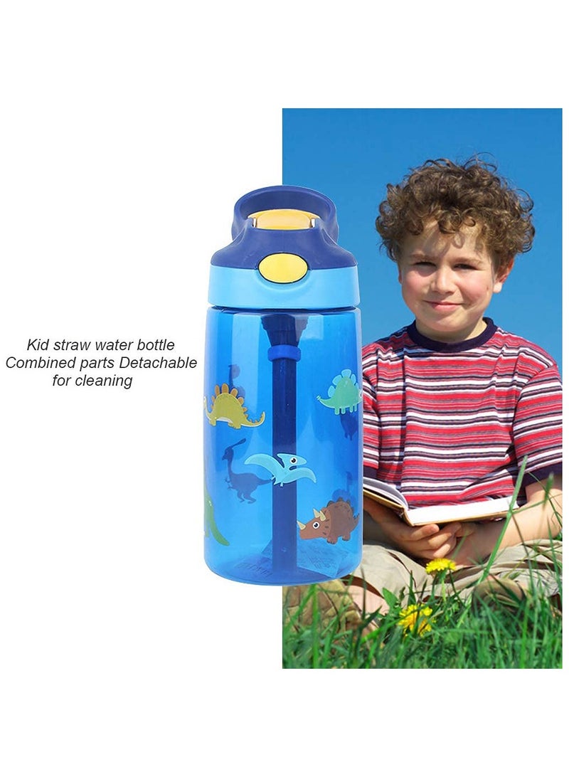SYOSI Drinking Bottle, Kids Water Bottle with Flip Straw, Flexible Carry Handle and Easy Push Button, BPA-free, Very Suitable for School And Sports Children's Water Bottle(Blue) - Image 5