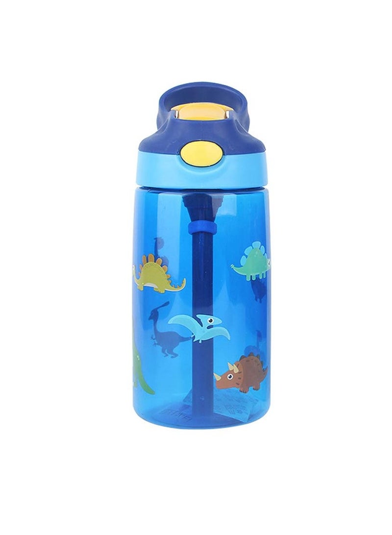 SYOSI Drinking Bottle, Kids Water Bottle with Flip Straw, Flexible Carry Handle and Easy Push Button, BPA-free, Very Suitable for School And Sports Children's Water Bottle(Blue) - Image 1