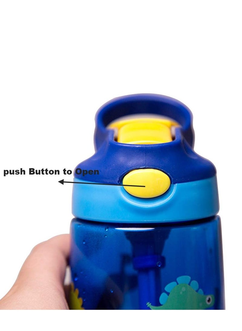 SYOSI Drinking Bottle, Kids Water Bottle with Flip Straw, Flexible Carry Handle and Easy Push Button, BPA-free, Very Suitable for School And Sports Children's Water Bottle(Blue) - Image 3