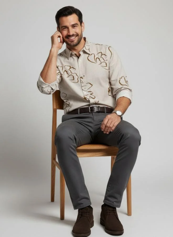 ترولوم Men Classic Floral Print Casual Shirt