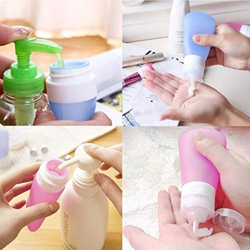 Maharsh 4Pcs Travel Silicone Bottles Set - 90ml Portable Silicone Travel Bottle Lotion Shampoo Cosmetic Empty Mini Tub Containers Squeezable Bottle for Shower Gel, Liquide Soap,Toiletries - Image 4
