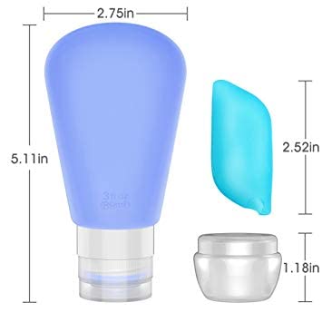 Maharsh 4Pcs Travel Silicone Bottles Set - 90ml Portable Silicone Travel Bottle Lotion Shampoo Cosmetic Empty Mini Tub Containers Squeezable Bottle for Shower Gel, Liquide Soap,Toiletries - Image 3