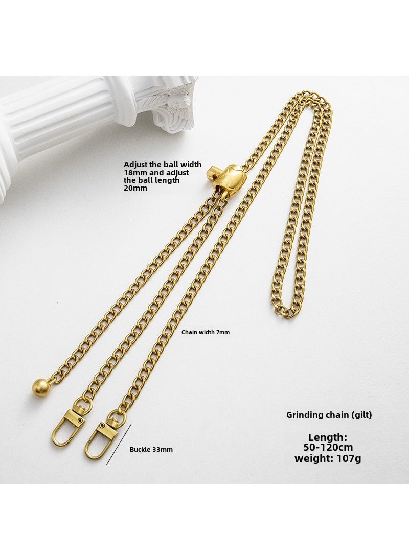 Generic 1 x 5 pcs Adjustable Gold Ball Chain Strap for Bags Gold-colored grinding chain + pineapple grid ball 