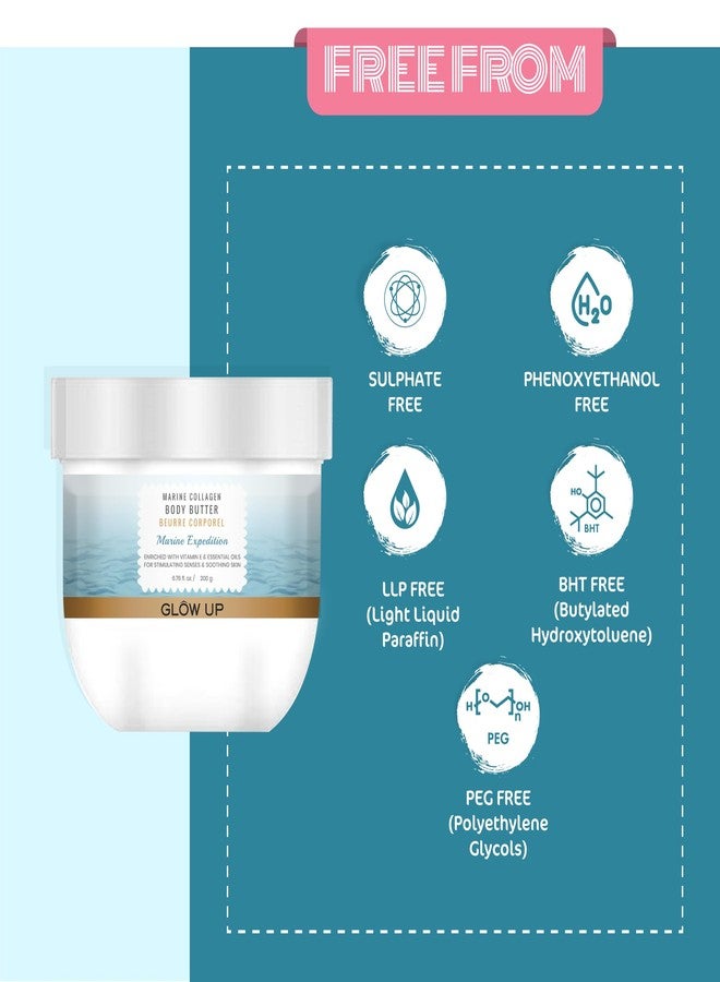 Glow Up Marine Expedition Body Butter For Body and Skin | Marine Collagen and Sea Kale | With Vitamin E, Shea Butter and Cocoa Butter | Non Greasy | Deeply Nourishing | Fresh Aquous Aroma| 200gm - Image 4