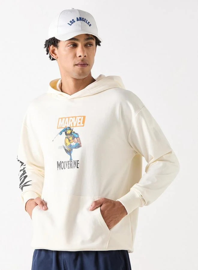 Wolverine Print Hoodie with Long Sleeves