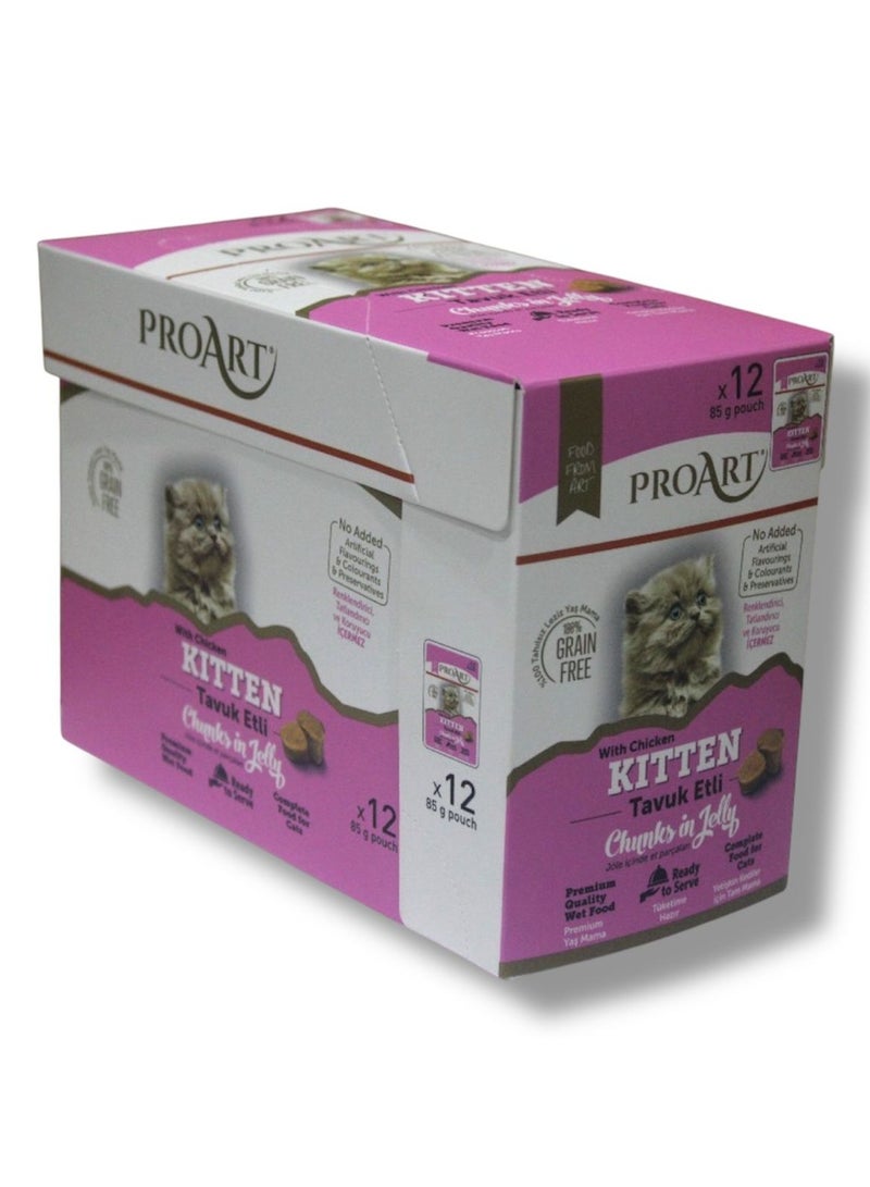 PROART Kitten Jelly With Chicken 85g X12 Box - Image 1