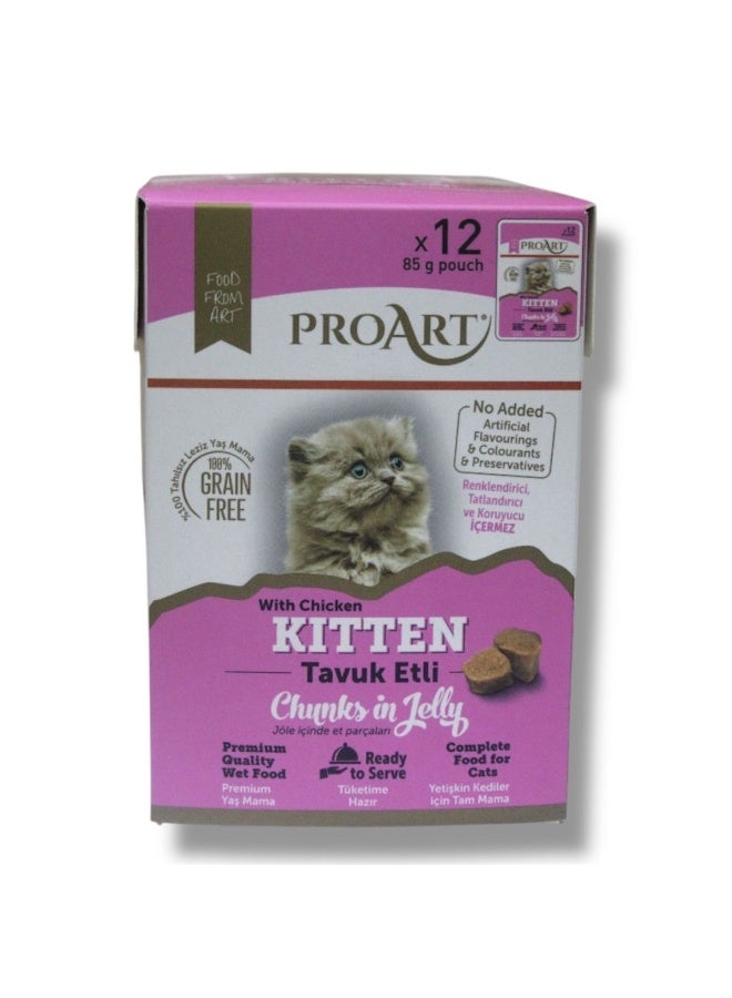 PROART Kitten Jelly With Chicken 85g X12 Box - Image 2