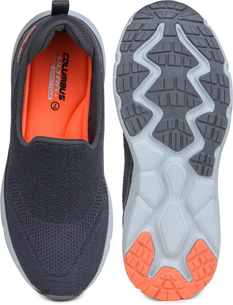 Columbus Scepter Slip-On Mocassin Shoes | Casual Shoes| Fashion Shoes| Tennis Shoes| Outdoors Shoe for Men's, (Dark Grey & Orange), UK8 - Image 4