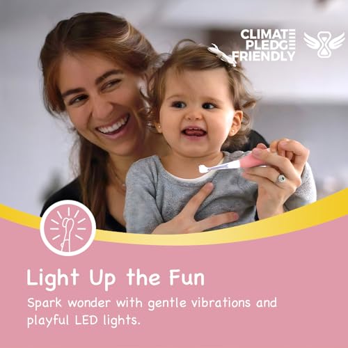 Papablic فرشاة أسنان كهربائية سونيك من بابابليك للأطفال في مرحلتين للأعمار من 0-3 سنوات، وردي - Image 2