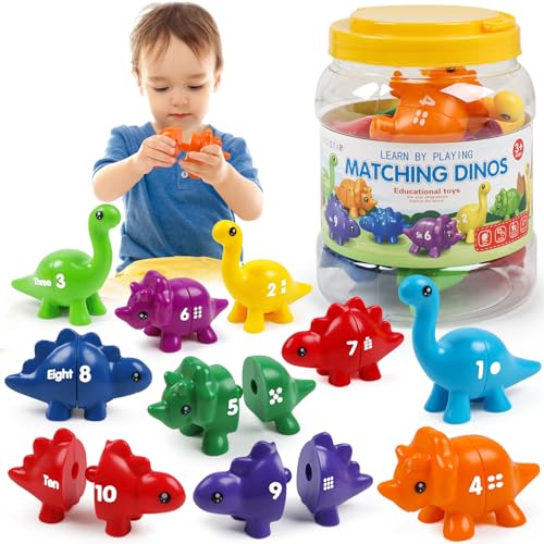 USATDD Numbers Matching Dinosaur Toy 110 Counting Sorting Game DoubleSided Dino Fine Motor Toys Number Recognition Learning Toy Christmas Stocking Stuffers for for Kids Boys Girls - Image 1