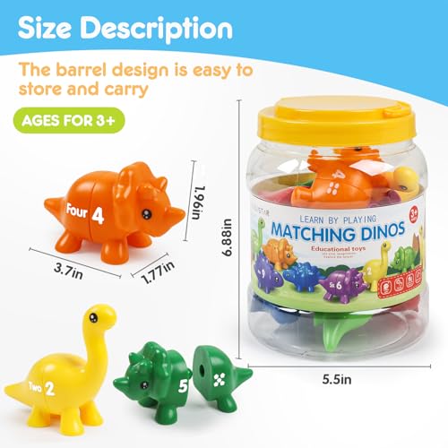 USATDD Numbers Matching Dinosaur Toy 110 Counting Sorting Game DoubleSided Dino Fine Motor Toys Number Recognition Learning Toy Christmas Stocking Stuffers for for Kids Boys Girls - Image 5