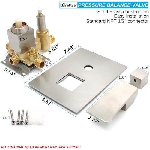 Drettyer Brushed Nickel 3 Way Outlet Shower Diverter Valve - Flow Control Mixer Mixing Rough-In Shower Valve Modern Concealed - Image 4