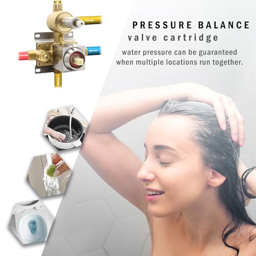 Drettyer Brushed Nickel 3 Way Outlet Shower Diverter Valve - Flow Control Mixer Mixing Rough-In Shower Valve Modern Concealed - Image 2