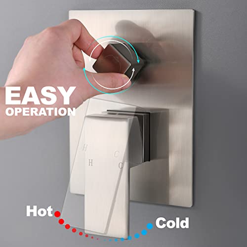 Drettyer Brushed Nickel 3 Way Outlet Shower Diverter Valve - Flow Control Mixer Mixing Rough-In Shower Valve Modern Concealed - Image 3