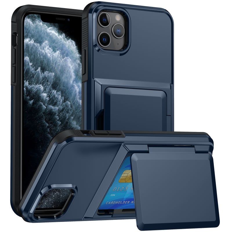 HuHa Protective Cover For iPhone 11 Pro Card Slot Holder Phone Case(Blue) - Image 1