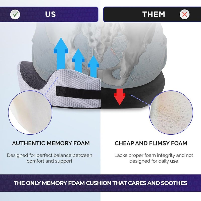 ComfyBums Hemorrhoid Donut Cushion For Coccyx, Tailbone, Piles Orthopaedic Pressure Relief - Memory Foam Pillow For Office Chair Seat Ring Cushions - Targets Sores & Pain Relief - Made For You - Image 5