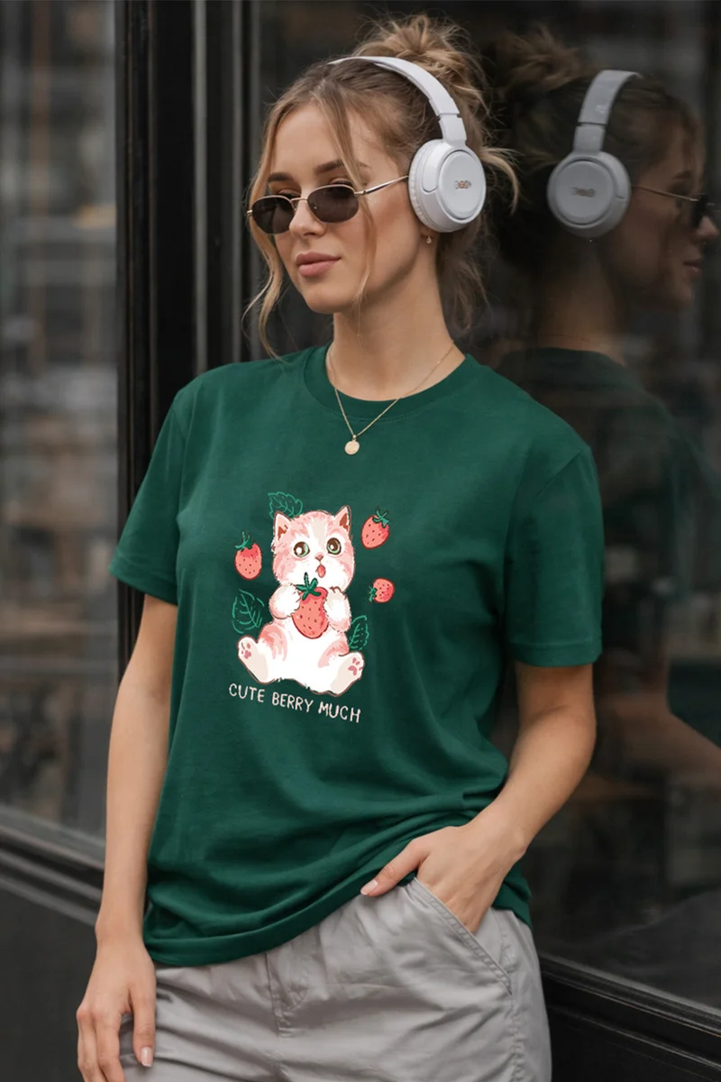 جونبيري JUNEBERRY® Women’s Regular Fit Pure Cotton Printed T-Shirt | Soft Fabric, Breathable Comfort | Round Neck, Half Sleeves, Round Neck (JB_55_CBM_G117_S)