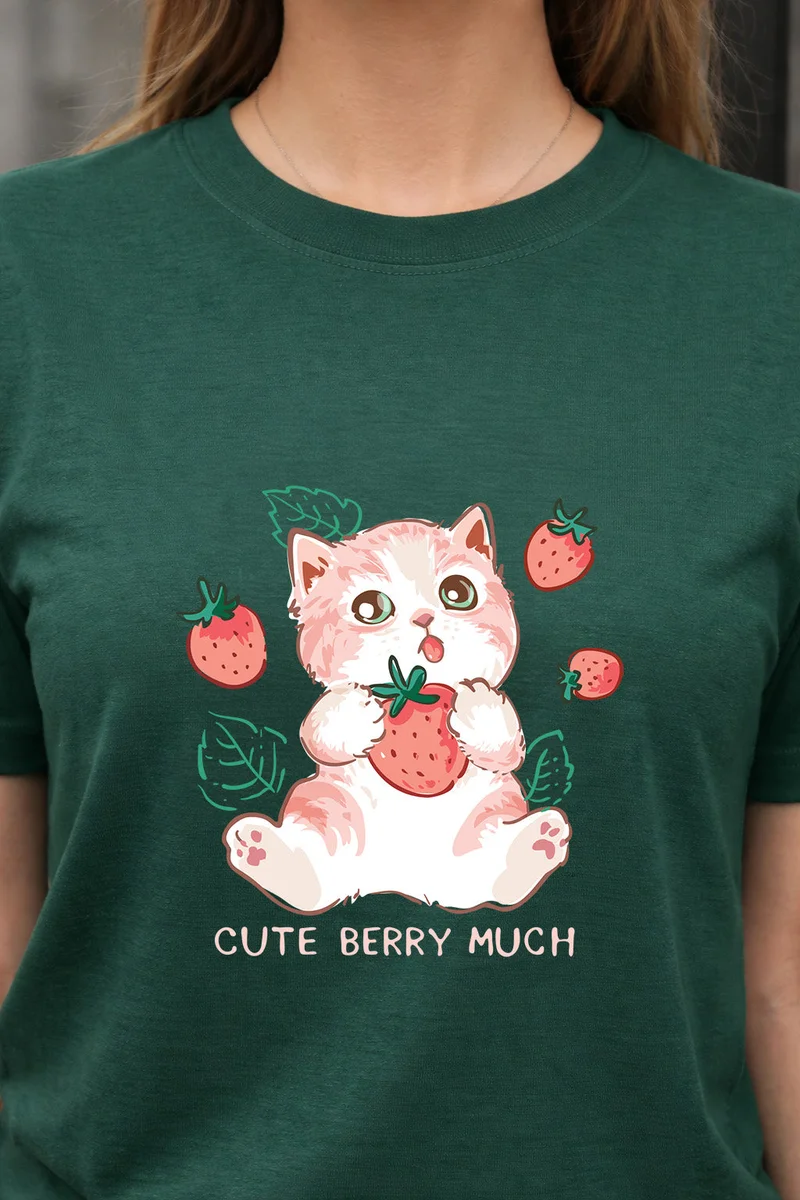 جونبيري JUNEBERRY® Women’s Regular Fit Pure Cotton Printed T-Shirt | Soft Fabric, Breathable Comfort | Round Neck, Half Sleeves, Round Neck (JB_55_CBM_G117_S)