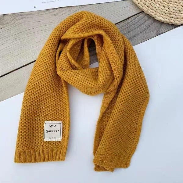 Kids Winter Scarf Knitted Warm Neck Snood Ginger yellow  - Image 1