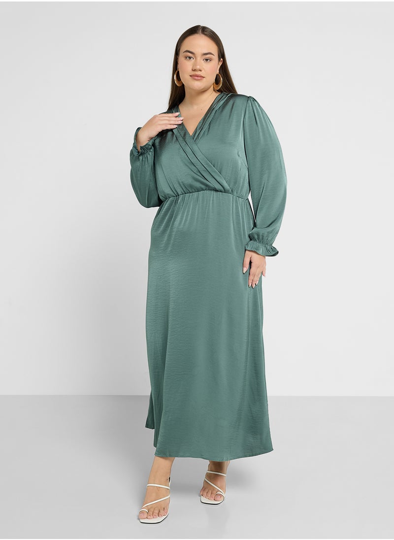 Vero Moda Curve Surplice Neck Tiered Dress  - Image 4