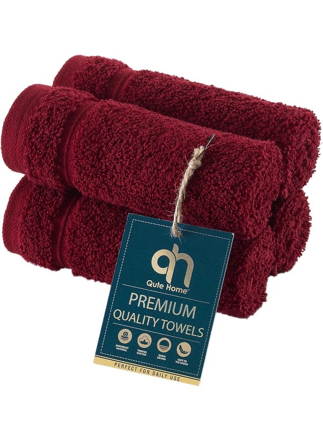 Qute Home Qute Home 4Piece Washcloth Towels Set 100 Turkish Cotton Premium Quality Towels for Bathroom Quick Dry Soft and Absorbent Turkish Towel Set Includes 4 Washcloths Burgundy  - Image 5