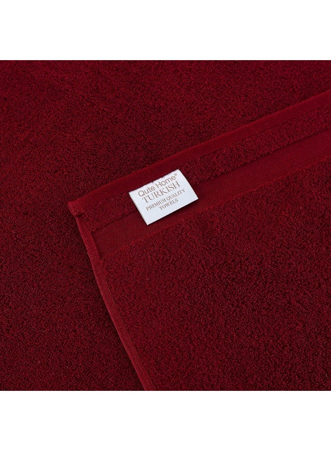 Qute Home Qute Home 4Piece Washcloth Towels Set 100 Turkish Cotton Premium Quality Towels for Bathroom Quick Dry Soft and Absorbent Turkish Towel Set Includes 4 Washcloths Burgundy  - Image 4