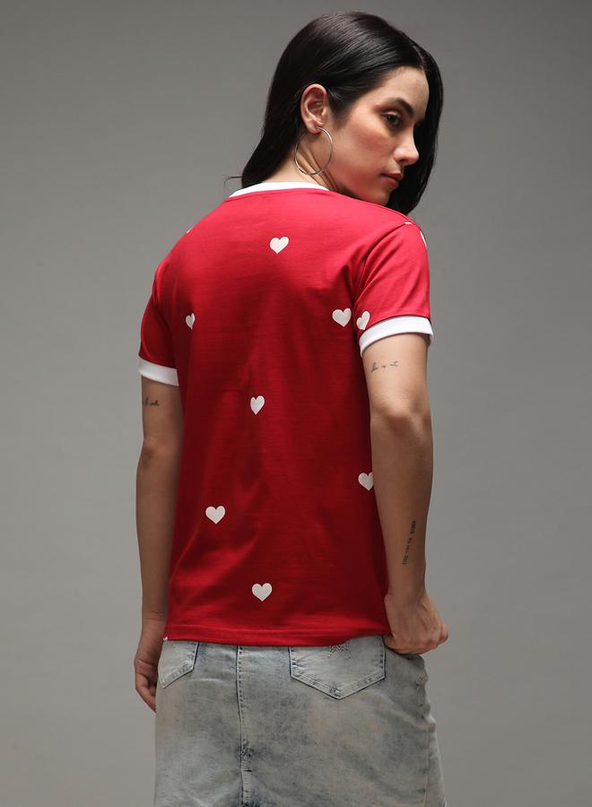 Dillinger Women Regular Fit Heart Print T-Shirt - Image 4