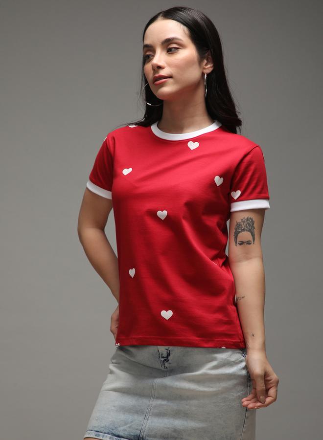 Dillinger Women Regular Fit Heart Print T-Shirt - Image 3