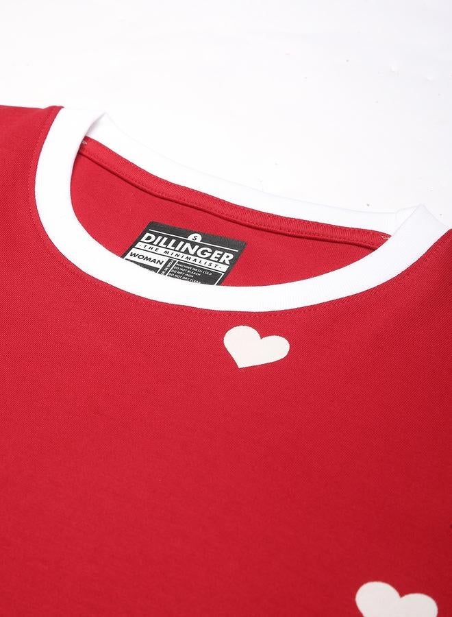 Dillinger Women Regular Fit Heart Print T-Shirt - Image 2