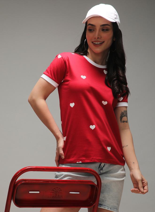 Dillinger Women Regular Fit Heart Print T-Shirt - Image 1