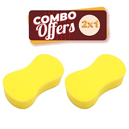 CAR SAAZ Super Absorbent Multipurpose Yellow Sponge for Car and Bike Washing, Kitchen, Office, Bathroom & Home Cleaning, Walls, Windows and Other Surfaces (Pack of 2), Foam - Image 1