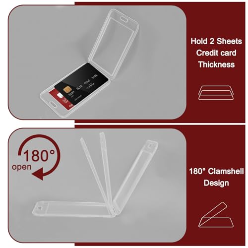 MAKABEE 2 Pack Transparent Plastic Vertical Badge Holders with Black Lanyards and Retractable Round Badge Reel Clips, for Clear Id Name Tag Card Holder - Image 4