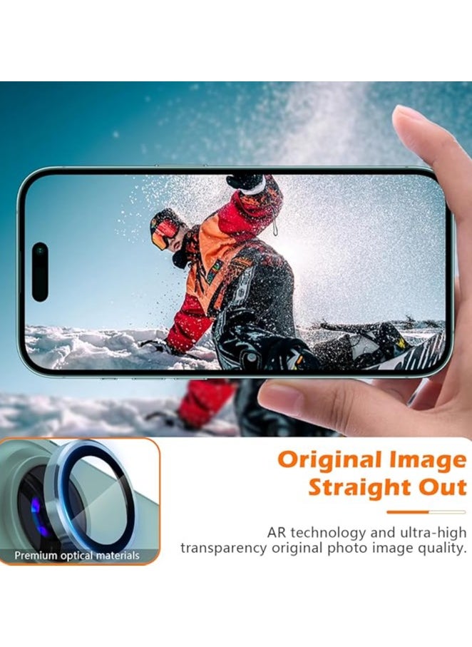 Generic Compatible for iPhone 16/iPhone 16 Plus Camera Lens Protector, One-Step Installation Tray Individual Metal Ring Tempered Glass Cover CD Pattern Case Friendly - Teal  - Image 4