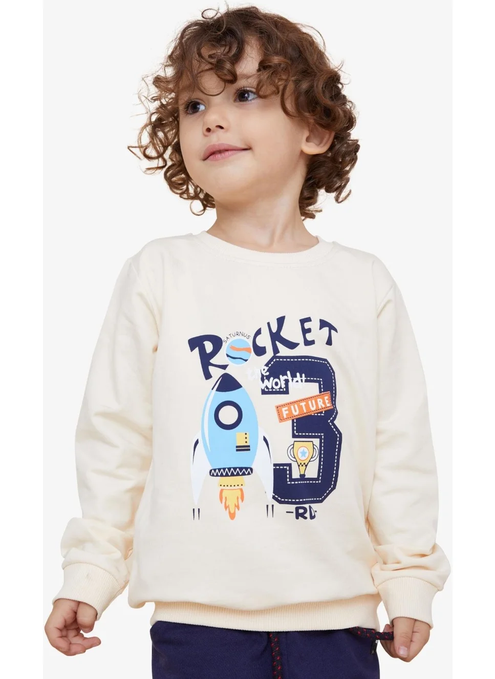 Breeze Boy's Sweatshirt Rocket Printed 1.5-5 Years, Cream